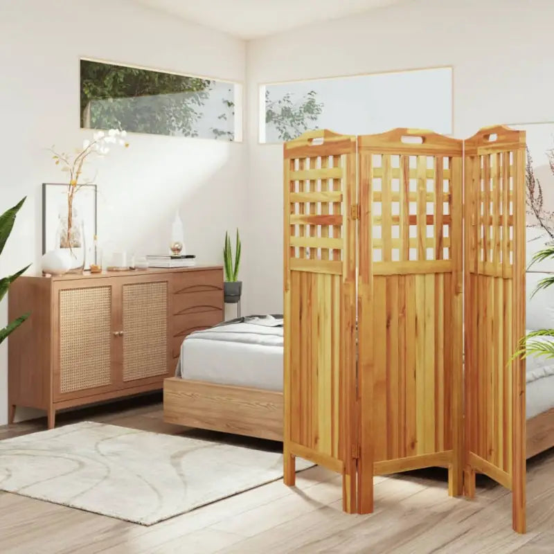 Houten kamerscherm van massief acaciahout voor privacy en indeling - 121.5 x 2 x 115 cm - Kamerschermen