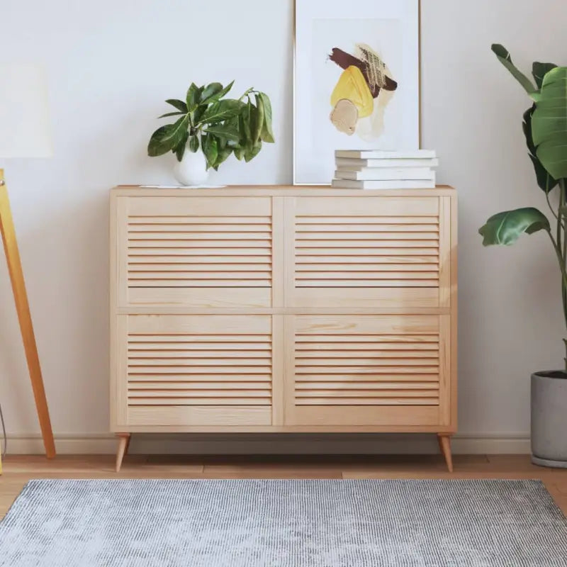 Houten kastdeuren van massief grenenhout met lamellen voor luchtcirculatie - Naturel / 39.5 x 59.4 cm / 4 - Kastdeuren