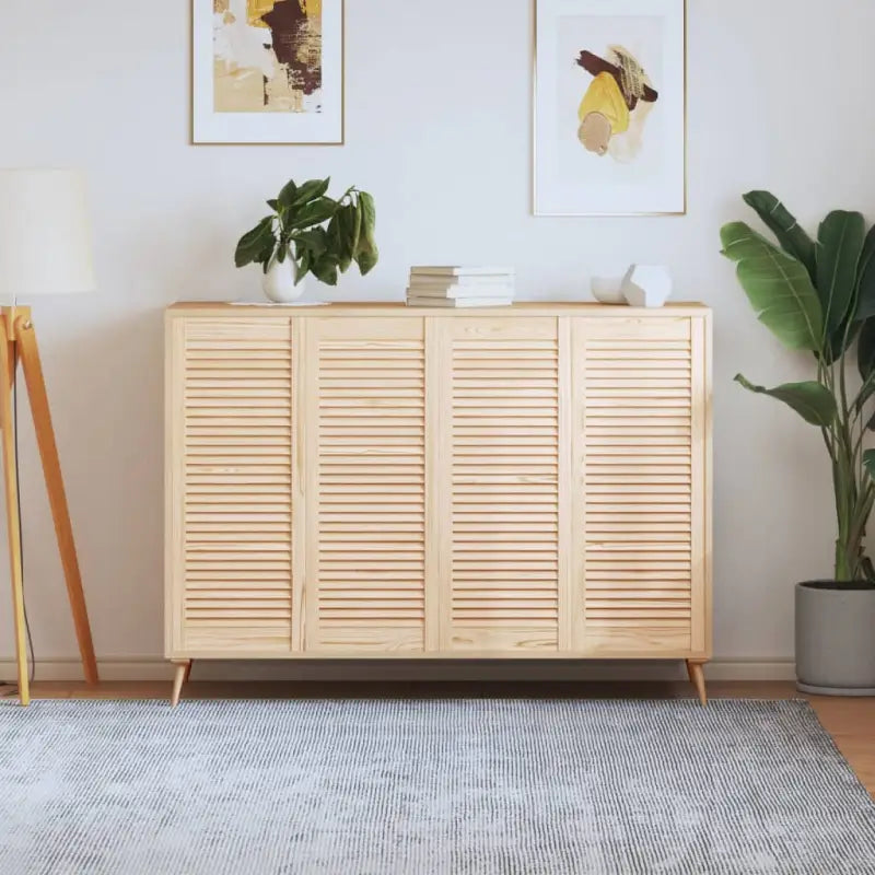 Houten kastdeuren van massief grenenhout met lamellen voor luchtcirculatie - Naturel / 99.3 x 39.4 cm / 4 - Kastdeuren