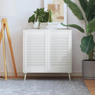 Houten kastdeuren van massief grenenhout met lamellen voor luchtcirculatie - Wit / 69 x 39.4 cm / 2 - Kastdeuren