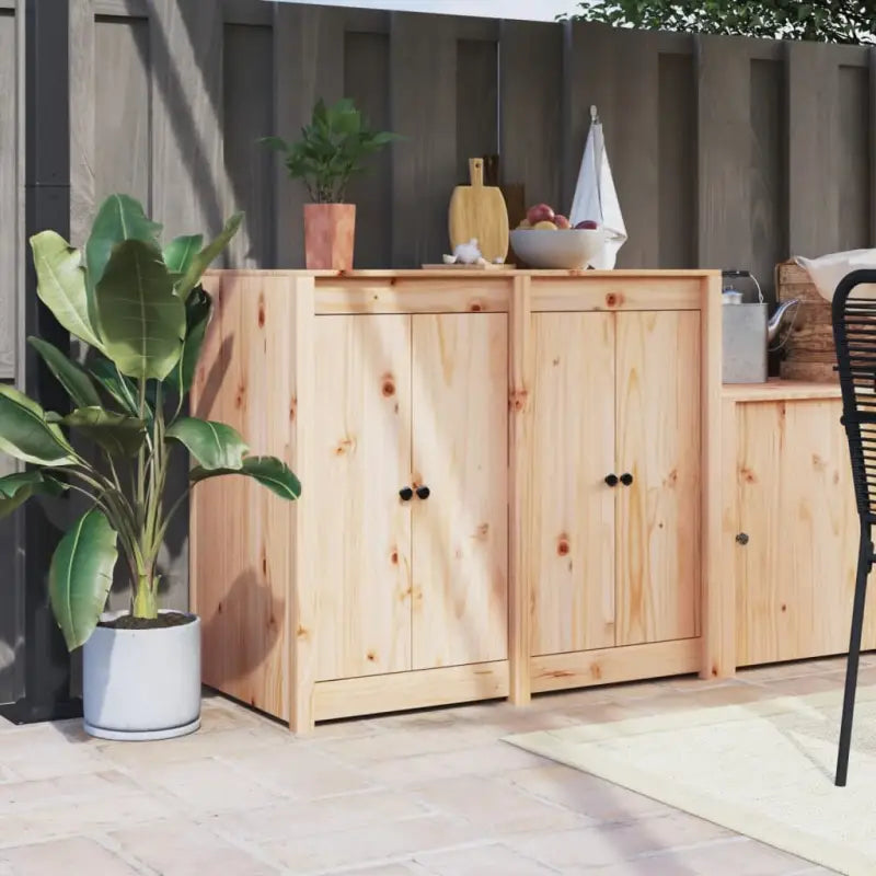 Houten kastdeuren voor buiten met massief grenenhout en metalen knoppen - Natuurlijk grenenhout / 2 - Kastdeuren