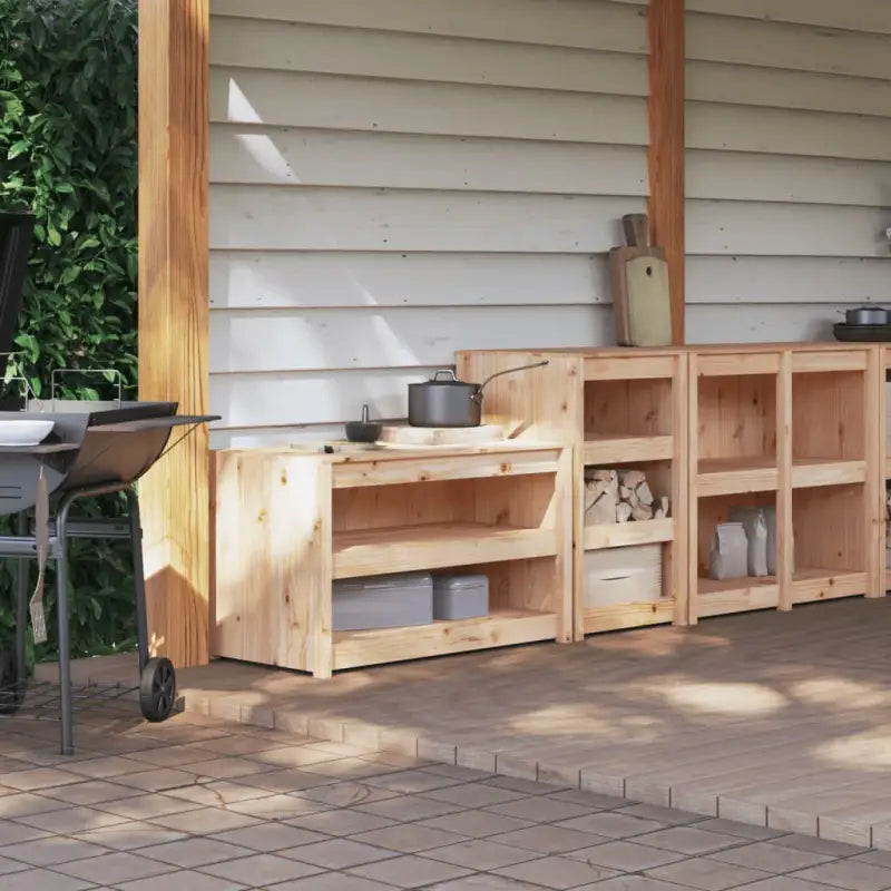 Houten keukenkasten van massief grenenhout voor buitenkeuken - Natuurlijk grenenhout / 2 - Keukenkasten