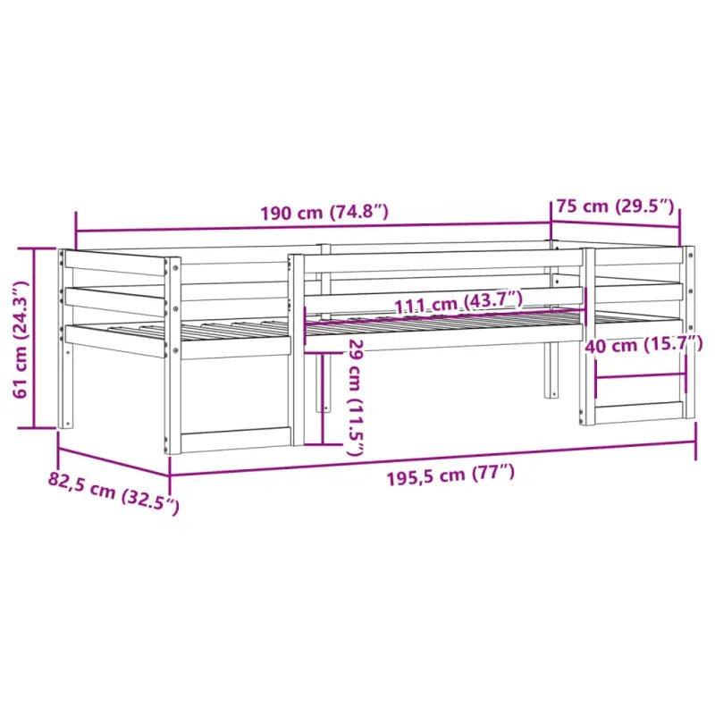 Houten kinderbedframe van massief grenenhout met elegant design - Bedden & bedframes