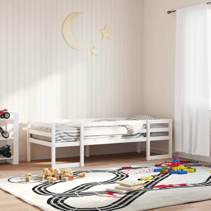Houten kinderbedframe van massief grenenhout met elegant design - Wit / 90 x 200 cm - Bedden & bedframes