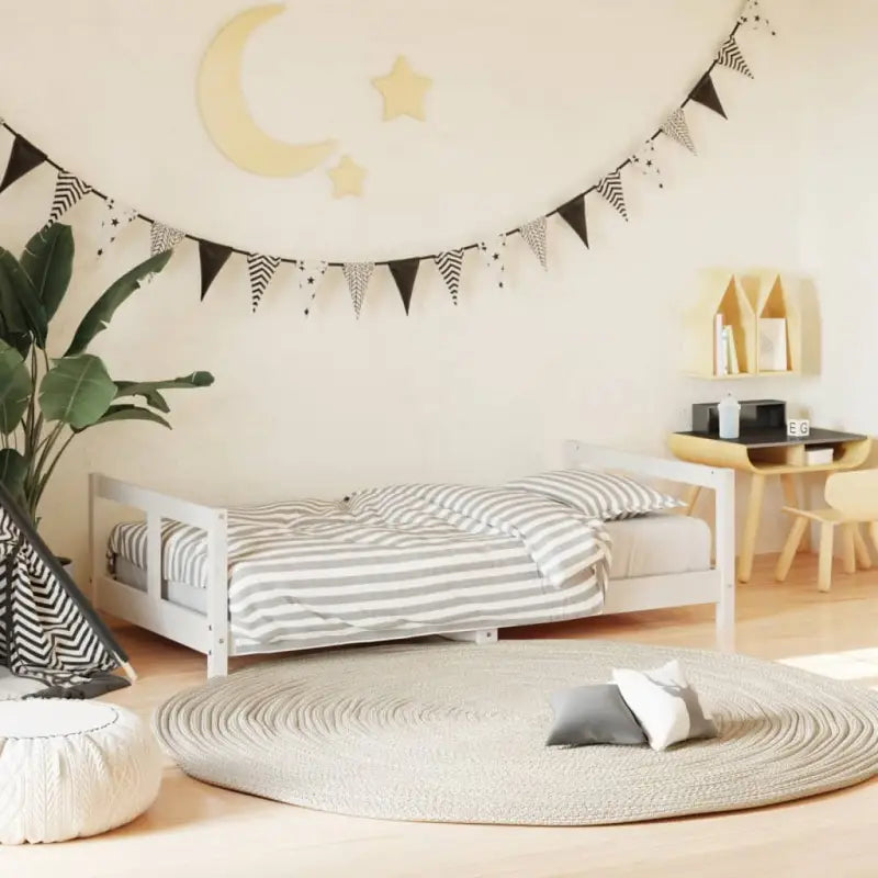 Houten kinderbedframe van massief grenenhout met tijdloos design - Wit / 80 x 160 cm - Peuter- & kinderbedden
