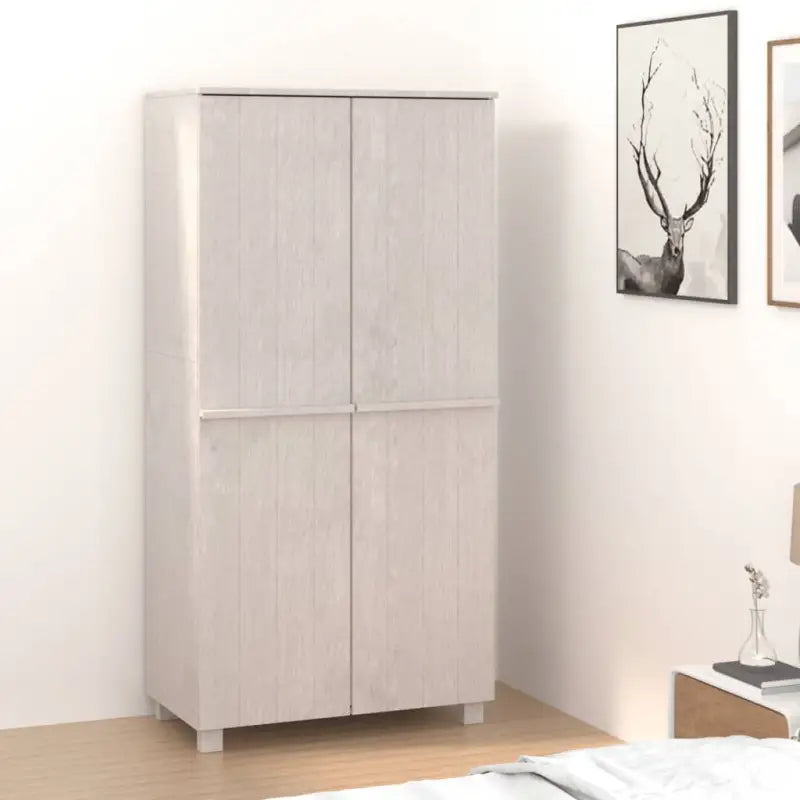 Houten kledingkast van massief grenenhout voor een stijlvolle inrichting - Wit / 1 - Kledingkasten
