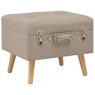 Houten kruk met massief houten poten en comfortabel stoffen bekleding - Beige - Opberg- & halbankjes
