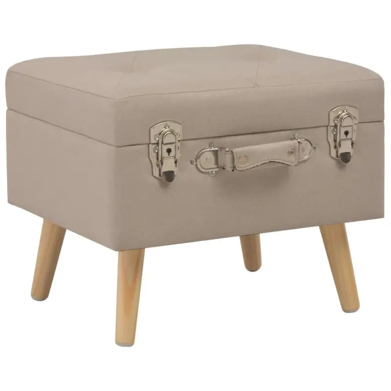 Houten kruk met massief houten poten en comfortabel stoffen bekleding - Beige - Opberg- & halbankjes