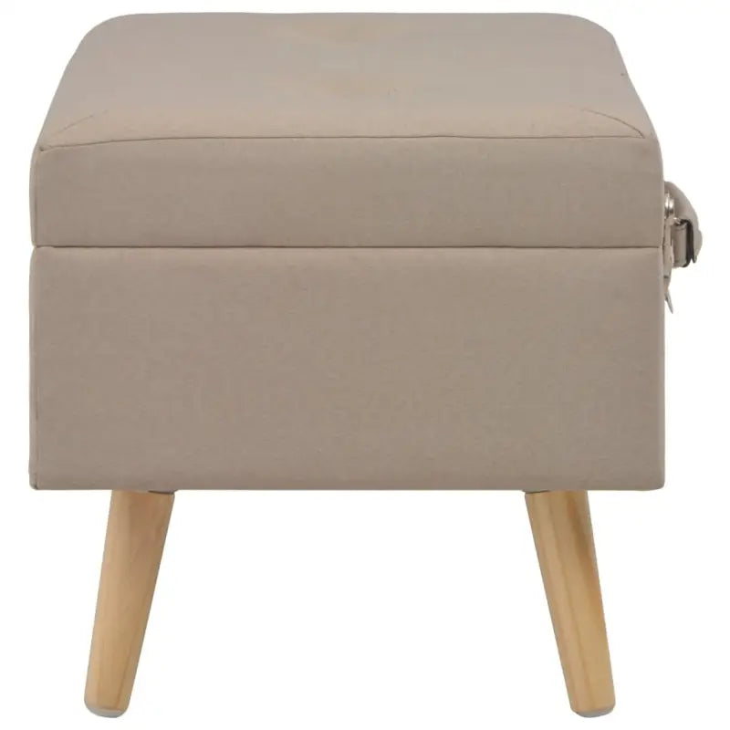 Houten kruk met massief houten poten en comfortabel stoffen bekleding - Beige - Opberg- & halbankjes