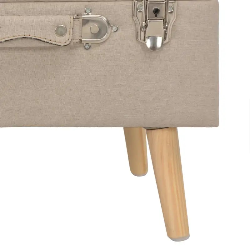 Houten kruk met massief houten poten en comfortabel stoffen bekleding - Beige - Opberg- & halbankjes