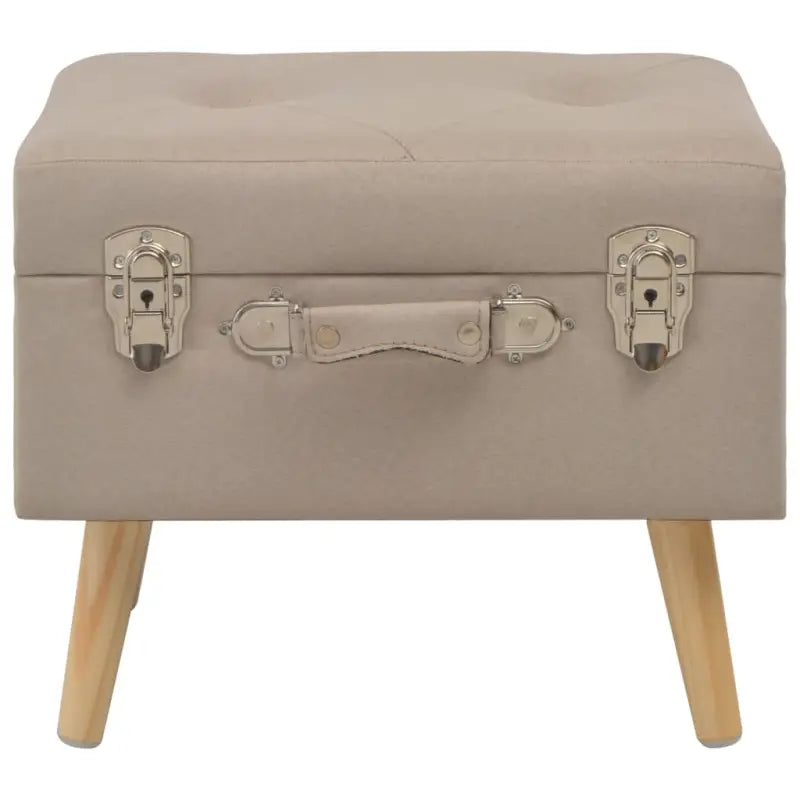 Houten kruk met massief houten poten en comfortabel stoffen bekleding - Beige - Opberg- & halbankjes