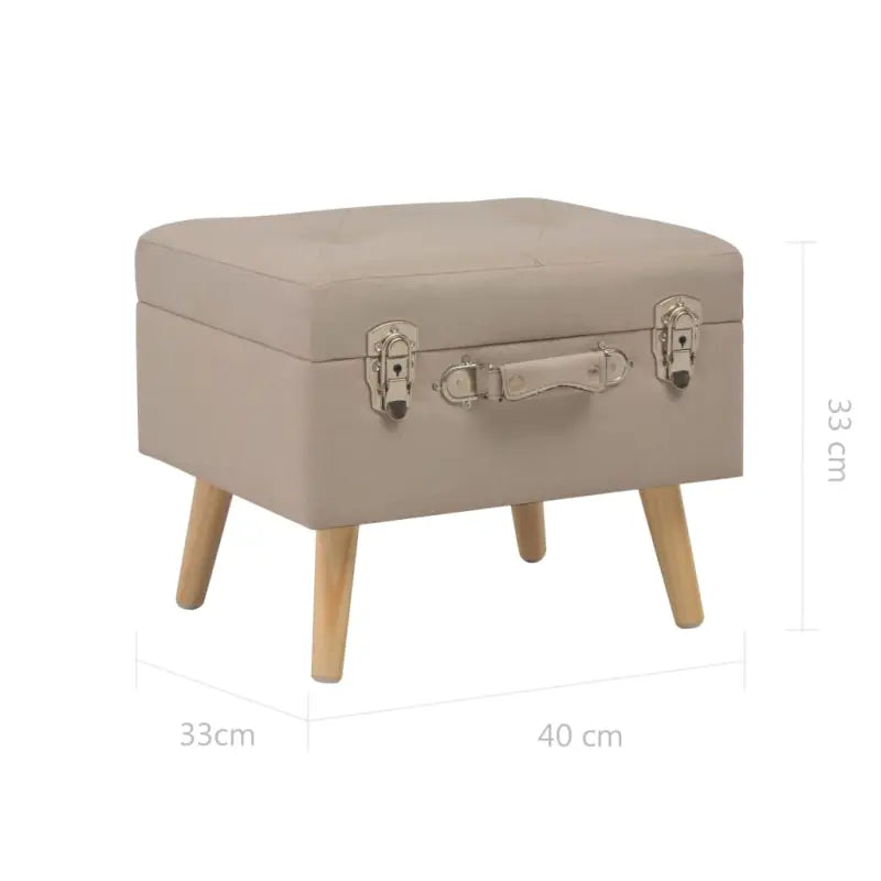 Houten kruk met massief houten poten en comfortabel stoffen bekleding - Beige - Opberg- & halbankjes