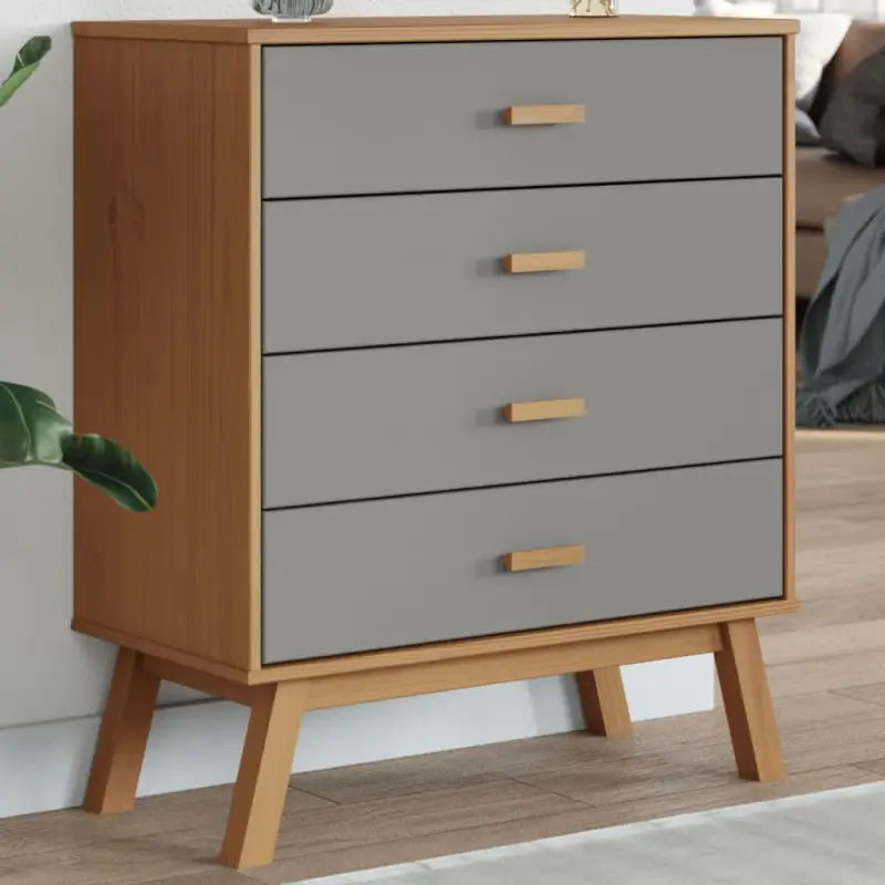 Houten ladekast met massief grenenhout en houten poten - Commodes & ladekasten