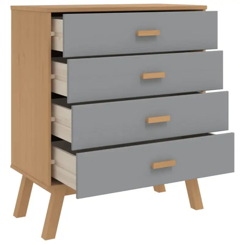 Houten ladekast met massief grenenhout en houten poten - Commodes & ladekasten