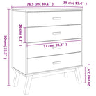 Houten ladekast met massief grenenhout en houten poten - Commodes & ladekasten