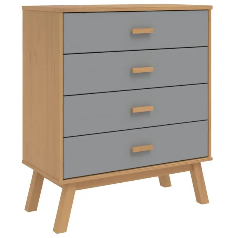 Houten ladekast met massief grenenhout en houten poten - Commodes & ladekasten