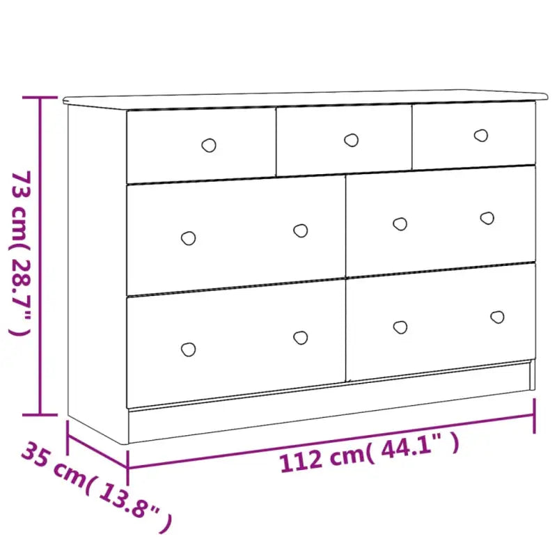 Houten ladekast van massief grenenhout met afmetingen kleine en grote lade - Commodes & ladekasten