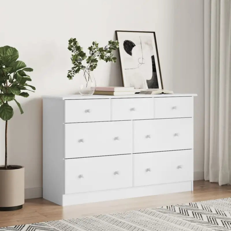 Houten ladekast van massief grenenhout met afmetingen kleine en grote lade - Wit / 1 - Commodes & ladekasten