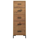 Houten ladekast van massief grenenhout met stevig bovenblad en metalen poten - Commodes & ladekasten