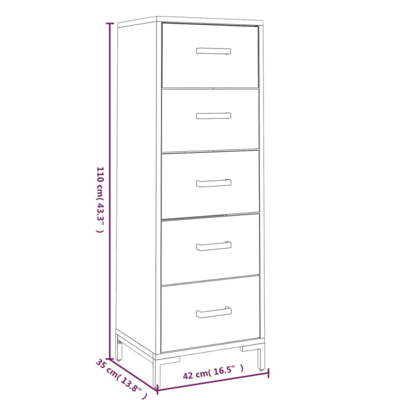 Houten ladekast van massief grenenhout met stevig bovenblad en metalen poten - Commodes & ladekasten