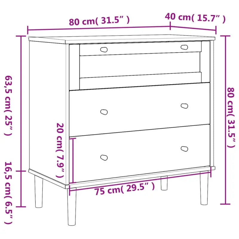 Houten ladekast van massief grenenhout voor een elegante interieurstijl - Commodes & ladekasten