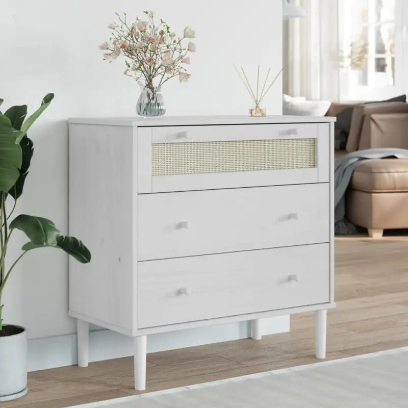 Houten ladekast van massief grenenhout voor een elegante interieurstijl - Wit / 1 - Commodes & ladekasten