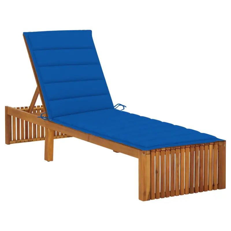 Houten Ligstoel van massief acaciahout met comfortabel kussen - koningsblauw / 1 - Ligstoelen