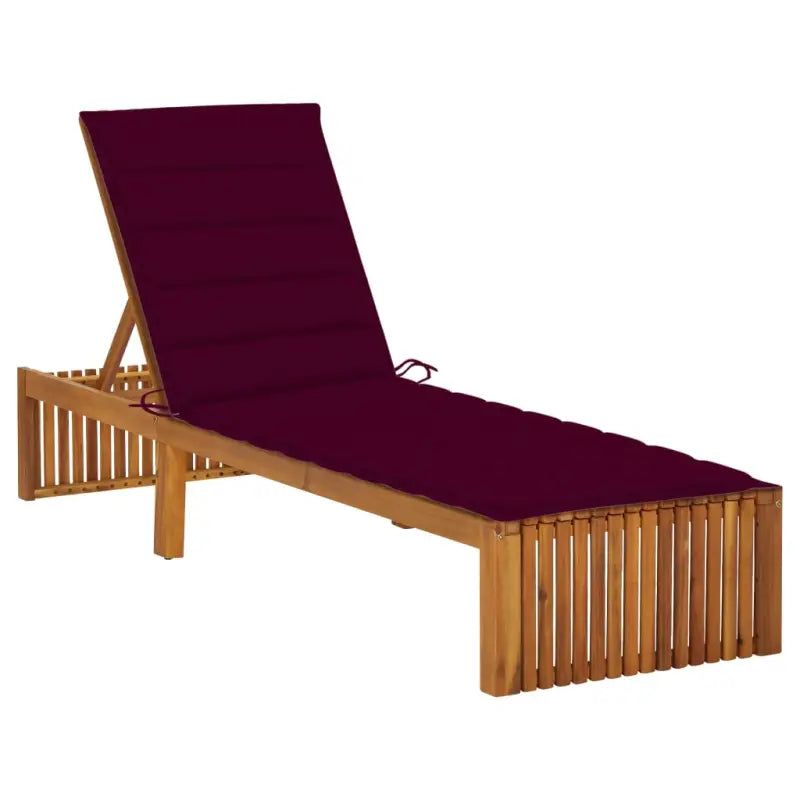 Houten Ligstoel van massief acaciahout met comfortabel kussen - Wijnrood / 1 - Ligstoelen