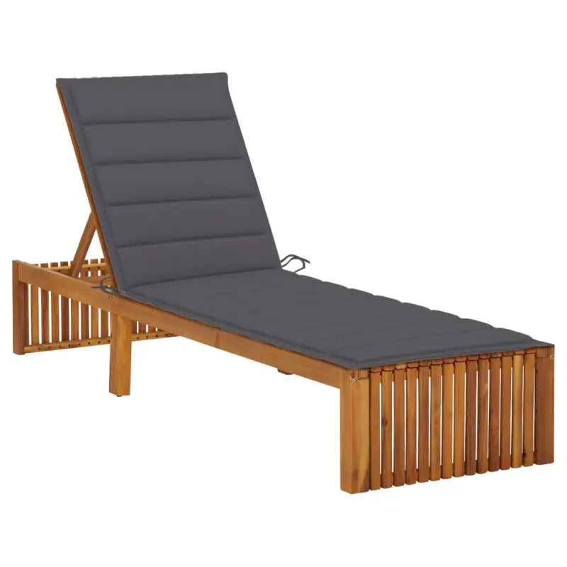 Houten Ligstoel van massief acaciahout met comfortabel kussen - Antraciet / 1 - Ligstoelen