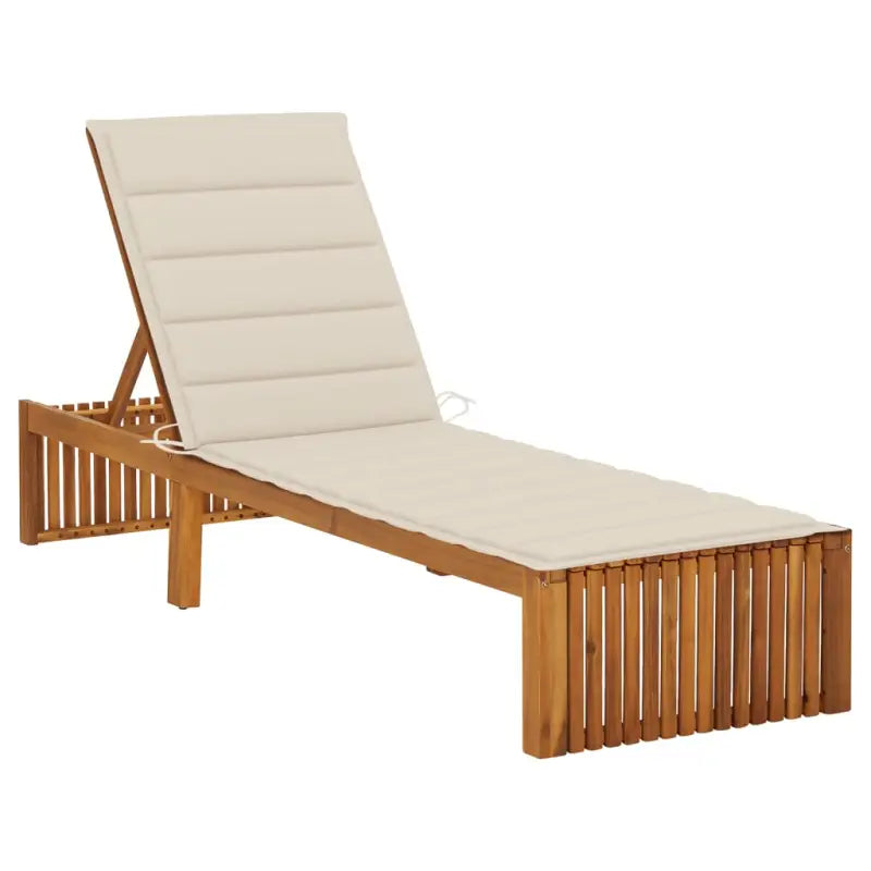 Houten Ligstoel van massief acaciahout met comfortabel kussen - Beige / 1 - Ligstoelen