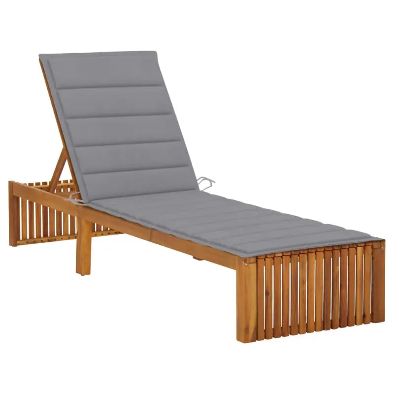 Houten Ligstoel van massief acaciahout met comfortabel kussen - Grijs / 1 - Ligstoelen