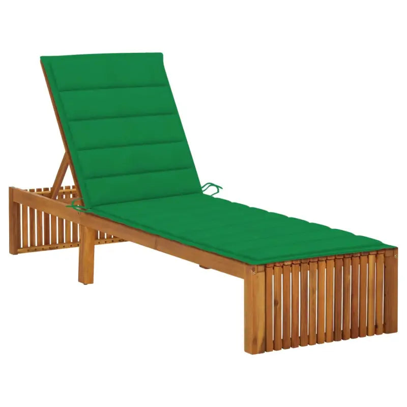 Houten Ligstoel van massief acaciahout met comfortabel kussen - Groen / 1 - Ligstoelen