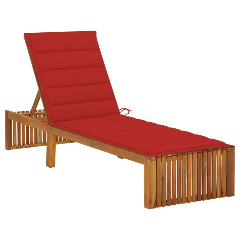 Houten Ligstoel van massief acaciahout met comfortabel kussen - Rood / 1 - Ligstoelen