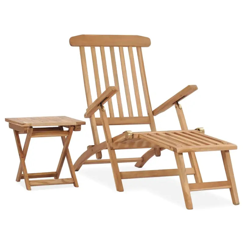 Houten ligstoelen met afneembare voetensteun en fijn geschuurd hard teakhout - 1 / 1 ligbed met tafel - Ligstoelen