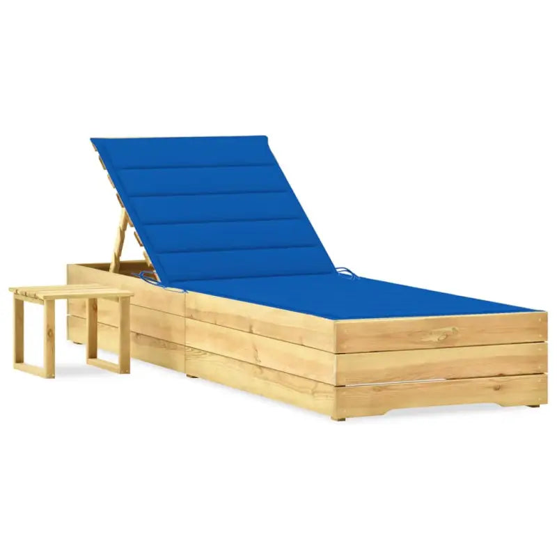 Houten Ligstoelen met Kussen en Tafeltje voor Buitenruimte - koningsblauw / 1 - Ligstoelen