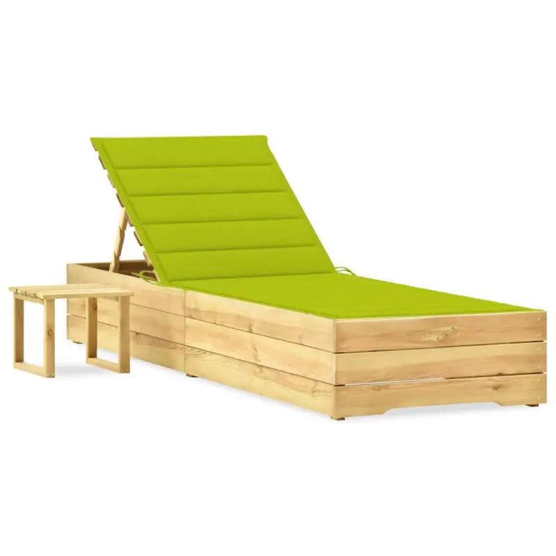 Houten Ligstoelen met Kussen en Tafeltje voor Buitenruimte - Heldergroen / 1 - Ligstoelen