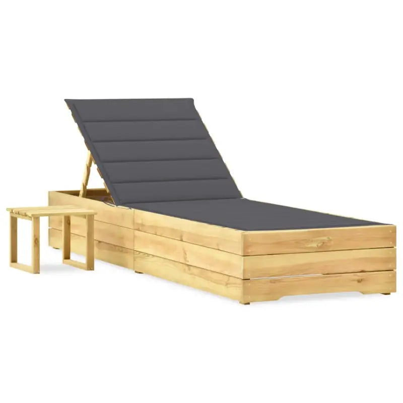 Houten Ligstoelen met Kussen en Tafeltje voor Buitenruimte - Antraciet / 1 - Ligstoelen