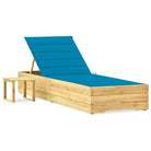 Houten Ligstoelen met Kussen en Tafeltje voor Buitenruimte - Blauw / 1 - Ligstoelen