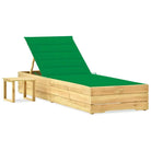 Houten Ligstoelen met Kussen en Tafeltje voor Buitenruimte - Groen / 1 - Ligstoelen