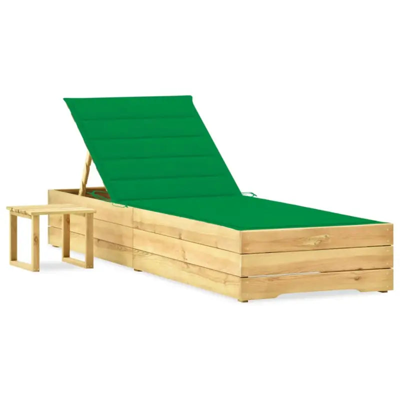 Houten Ligstoelen met Kussen en Tafeltje voor Buitenruimte - Groen / 1 - Ligstoelen
