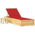 Houten Ligstoelen met Kussen en Tafeltje voor Buitenruimte - Rood / 1 - Ligstoelen