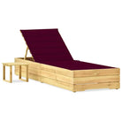 Houten Ligstoelen met Kussen en Tafeltje voor Buitenruimte - Wijnrood / 1 - Ligstoelen