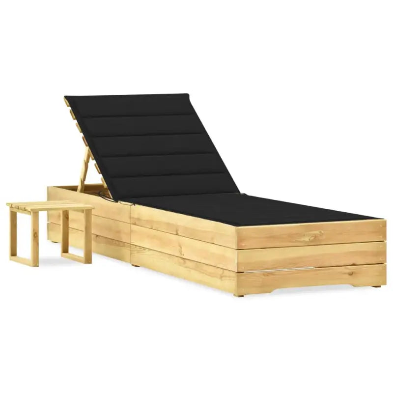 Houten Ligstoelen met Kussen en Tafeltje voor Buitenruimte - Zwart / 1 - Ligstoelen