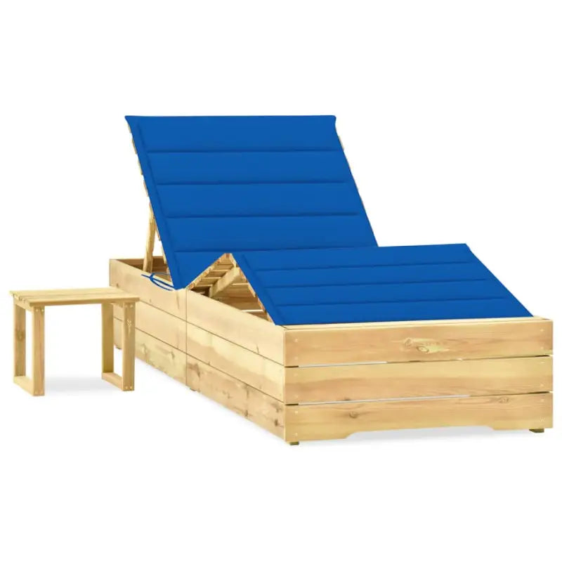 Houten Loungebed met Kussen en Tafeltje voor Buiten - koningsblauw / 1 - Ligstoelen