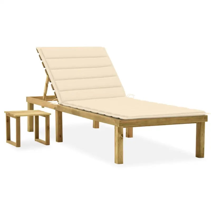 Houten Loungebed met Kussen en Tafeltje voor Buiten - Ligstoelen