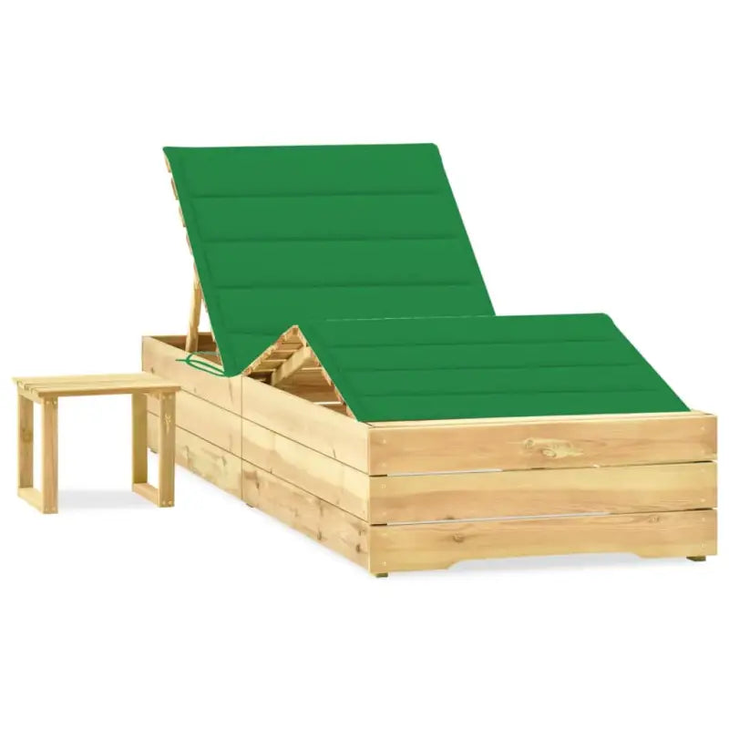 Houten Loungebed met Kussen en Tafeltje voor Buiten - Ligstoelen
