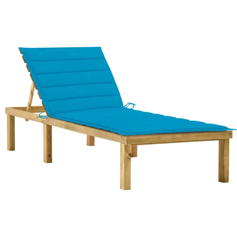 Houten loungebed met kussen voor buiten met rustieke charme - Blauw / 1 - Ligstoelen