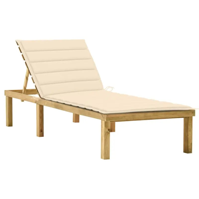 Houten loungebed met kussen voor buiten met rustieke charme - Crème / 1 - Ligstoelen