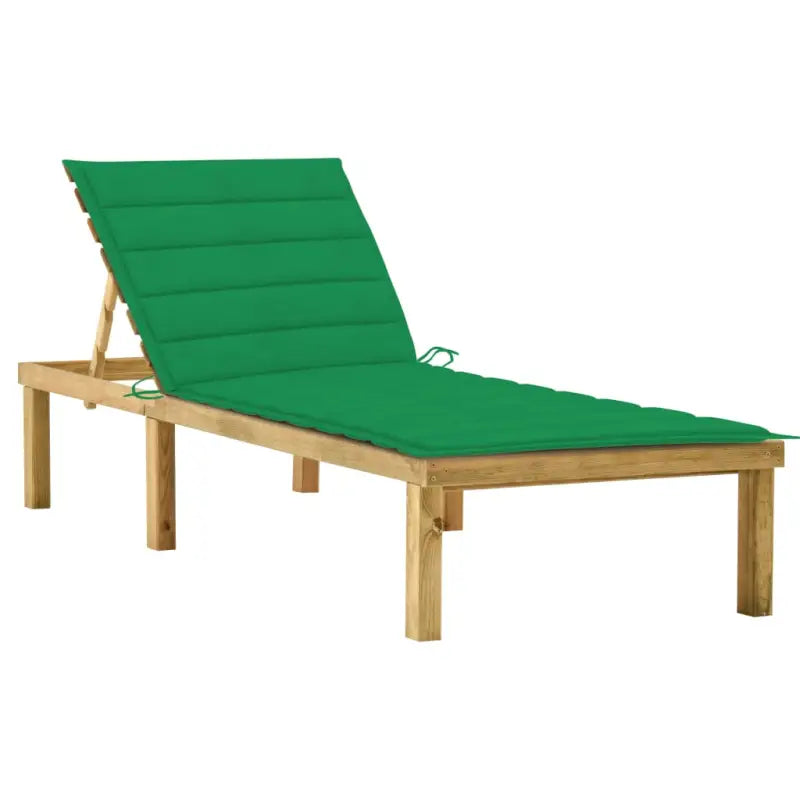 Houten loungebed met kussen voor buiten met rustieke charme - Groen / 1 - Ligstoelen