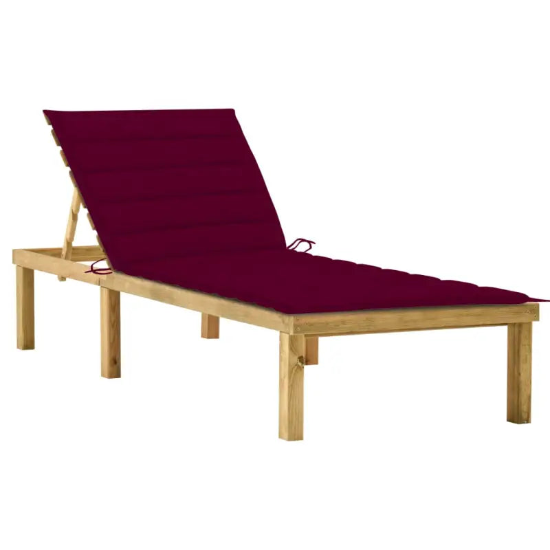 Houten loungebed met kussen voor buiten met rustieke charme - Wijnrood / 1 - Ligstoelen
